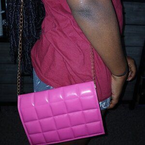 Pink Quilted Crossbody Bag